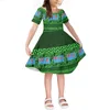 Casual Dresses Girl Plus Size Kids Clothes Wholesale Party Polynesian Tribal Design Summer Girls Dress For Little Boutique