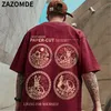 メンズTシャツザゾムデ2023新しい半袖男性ヒップホップTシャツペーパーカットウサギプリントルーズオネイシングコットンティートップス男性J230625