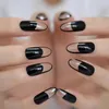 False Nails Spirit Clear French Style Fake Black UV Polish Cover Shiny Long Oval Artificial Fingernails With Gluetabs 24