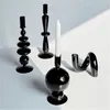 Vaser Creative Hydroponic Glass Black Candlestick Glass Vase Candle Stand Desktop Decor Home Decoration Art Nordic Home 230625