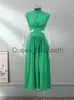 Robes Décontractées Femmes Vert Évider Maxi Robe Solide Mode Sans Manches Dos Nu Femmes Robes Élégant Casual Ruché Longue Robe D'été 2023 J230625