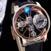 2022 astronomia tourbillon suíço quartzo relógio masculino rosa ouro azul céu esqueleto 3d globo dial pulseira de couro preto super edição pur191u