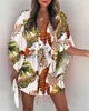 Casual Dresses 2023 Summer Boho Dresses Women Casual Flora Print Batwing Sleeve Lace-Up Dress Sexig V Neck Loose Ladies Beach Mini Dress Vestido J230625