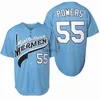 T-shirt da uomo Movie Baseball Mens Kenny Powers # 55 Eastbound and Down Mexican Charros Kenny Powers 100 Stitched Blue Fast Shipp J230625