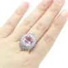 Cluster-Ringe, 29 x 23 mm, auffällig, große Größe, 7 g, rosa Kunzit, weiße CZ, für Frauen, Verlobung, Silber, Großhandelstropfen