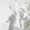 Colete de cetim de verão regata infantil com babados cropped top boho corpete infantil roupas de bebê meninas tops camisa de seda 1 a 7 anos 230625
