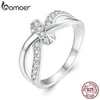 Solitaire Ring 925 Sterling Silver Geometric Twisted Double Layer Knot Finger For Women Jubileum Jewelry Gift 230621