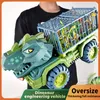 DIECAST Model samochodowy Toy dinozaury transport samochodowy ciężarówek jinozaura zabawka Indominus rex jurassic World dinozaury zabawki świąteczne prezenty dla dzieci 230621