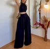 Women's Set 2023 Spring/Summer Fashion Casual Set Hanging Neck Slim Fit Women's Set Women's Two Piece Set