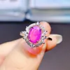 Anelli a grappolo Anello di fidanzamento con opale rosa viola naturale in argento sterling 925 Promessa ovale per le donne