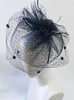 Bérets Floral Chapeau Femmes Soirée Cap Victorien Cosplay Médiéval Noir Plume Chapeaux Vintage Filles Maille Bohême