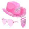 Cloches Western Cowboy Hat Pink Cowgirl Style dla mężczyzn kobiety unisex zużycie kropla 230625