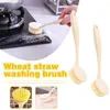 Table Mats Household Multifunctional Brush Pot Artifact Kitchen Wheat Straw Wash Clean Dishwashing Long Handle Non-stick