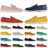 Heren casual schoenen loro piana platte lage top heren dames wandelschoenen suède LP loafers zwart beige roze klassieke gesp ronde tenen sneakers rubberen zool flats maat 35-45