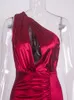Casual Dresses Sexy Cut Out Stretch Burgundy Satin Party Dress Ruched Left Split Sleeveless Mermaid Prom Green