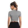 T-shirts pour femmes T-shirts Qualité supérieure Printemps / été Manches courtes Skinny Taille haute O Neck Solid Color Ladies Tops Drop OYW21025