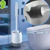New Silicone Toilet Brush Wall-Mounted Cleaning Tools Refill Liquid No Dead Corners Toilet Brush Home Bathroom Accessories Set