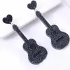 Dangle Earrings Glitter Guitar Charm Black/Pink Acrylic Acoustic For Music Lovers Musical Note Jewelry EA869