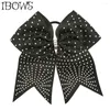Hårtillbehör 10st/set 8 "Rhinestones Cheer Bow for Kids Boutique Diamond Ribbon Big Bows Girls Elastic Bands