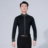 Abbigliamento da palcoscenico Camicia da ballo nera da uomo Concorso Performance Sala da ballo Salsa moderna Tango Samba Camicie latine Abbigliamento da ballo maschile