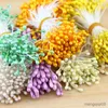 Dried Flowers 150pcs Mini Artificial Flower Stamen Double heads Pearl DIY Handmade Wreath Wedding Party Christmas Home Decoration