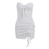 Casual Dresses Summer Tight White Female Split Mini Sexy Dress Women Solid Color Party