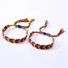 Charm Bracelets Handmade Woven LGBT Rainbow Rope For Couple Pride Gay Women Men Braided String Strap Friendship Lover Jewelry Gift