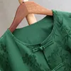 Kurtki damskie Wysokiej klasy wiosenny jedwabny Jacquard Button Slim Chinese Style Shirt Women Jade Green Eleganc Mulberry Top S-XL