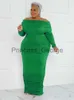 Casual Dresses Wmstar Plus Size Dresses Women Solid Off Shoulder Long Sleeve Draped BodyCon Stretch Elegant Maxi Dress Wholesale Dropshipping X0625