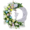 Fleurs décoratives couronne de porte de Pâques guirlandes de printemps en acrylique 2D avec des oeufs pastel et des brindilles mélangées pour les décorations de fête avant