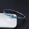 Charm Bilezikler JLB-022 Tasarım Özlü Stil Gümüş Kaplama Mavi Ateş Opal Bangles Güzel Zirkon Moda Takı Kadınlar Hediye Bütün