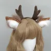 Party Supplies Lolita Hair Hoop Plush Deer Ear Antler Headband Cosplay Prop Band Headdress Dress Up Kawaii Accessory