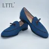 Style britannique nouveau fait à la main bleu toile mocassins hommes Denim chaussures papillon chaussures décontractées chaussures d'été chaussures habillées pour hommes