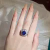 Cluster Rings 925 Silver Jewelry Micro-studded Water Drop Zircon Simulation Diamond Flower Head Ring Party Birthday Gift