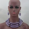 Necklace Earrings Set Design Lilac Beads Wedding Jewelry Chunky Costume African Nigerian Crystal Bridal SetABL846