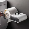 Väggmonterat badrum toalettpappershållare papper vävnadslåda plast toalett dispenser rullpappers lagringslåda gratis stansning