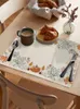 Bordmattor Thanksgiving Autumn Pumpkin Kitchen Dining Decor Accessories 4/6pcs Placemat Värmebeständiga linnebordsartiklar