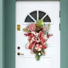 Coroa de flores decorativas para porta de natal em forma de lágrima feita à mão para jardim ao ar livre, decoração interna para pendurar em casa