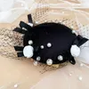 Headpieces French Mesh Camellia Pearl Small Fragrance Black Top Hat Dinner With Po Studio Korean Bride Wedding Women