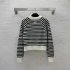23ss Damtröja damdesignerkläder Söt matchande randig långärmad tröja tröja kort tröja Högkvalitativa damkläder a1