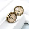 Stud Earrings Lureme Vintage Jewelry Time Gem Series Antique Bronze Clock With Dancer Disc For Women And Girls (02004906)