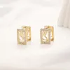 18k Gold Plated Luxury Designers Letter Earring Stud Wamen Women Cuboid Carved Earrings Wedding Party Jewerlry Accessory High Quality 20Style