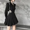 Swobodne sukienki francuskie czarne unikalne wzór pustej talii czyste pragnienie wiosennej i jesiennej sarkastycznej koszuli kobiety
