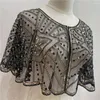 Scarves Fashion Women 1920s Vintage Black Lace Short Cape Flapper Shawl Beaded Decoration