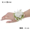 Dekorativa blommor bröllop rose handledsblommor corsage brudtärna silke armband party dans kvinnlig partner pärla