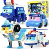 Jouets de transformation Robots Saison 4pcs / set ABS Min Transformation Gogo Dino Figurines Déformation Voiture Avion Moto Dinosaure Jouets 230621