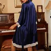 Женская одежда для сна, сексуальные женские пижамные наборы с синими ночной рубашкой с полным пижамным кружевным кружев