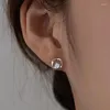 Boucles d'oreilles à tige filetée cercle Zircon 925 en argent Sterling femmes Simple romantique petite amie anniversaire bijoux cadeau