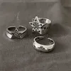 Band Rings New Shiny Pentagram Star Couple Ring For Men Women Adjustable Finger Ring Jewelry For Egirls Irregular Vintage Y2k Accessories x0625