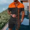 Herrspårsugnar Luxury Polo Shirt 2 Piece Outfit Summer Men's 3D Print Man Fashion Hawaiian Beach Vacation Short Sleeve Tracksuit Set 230621